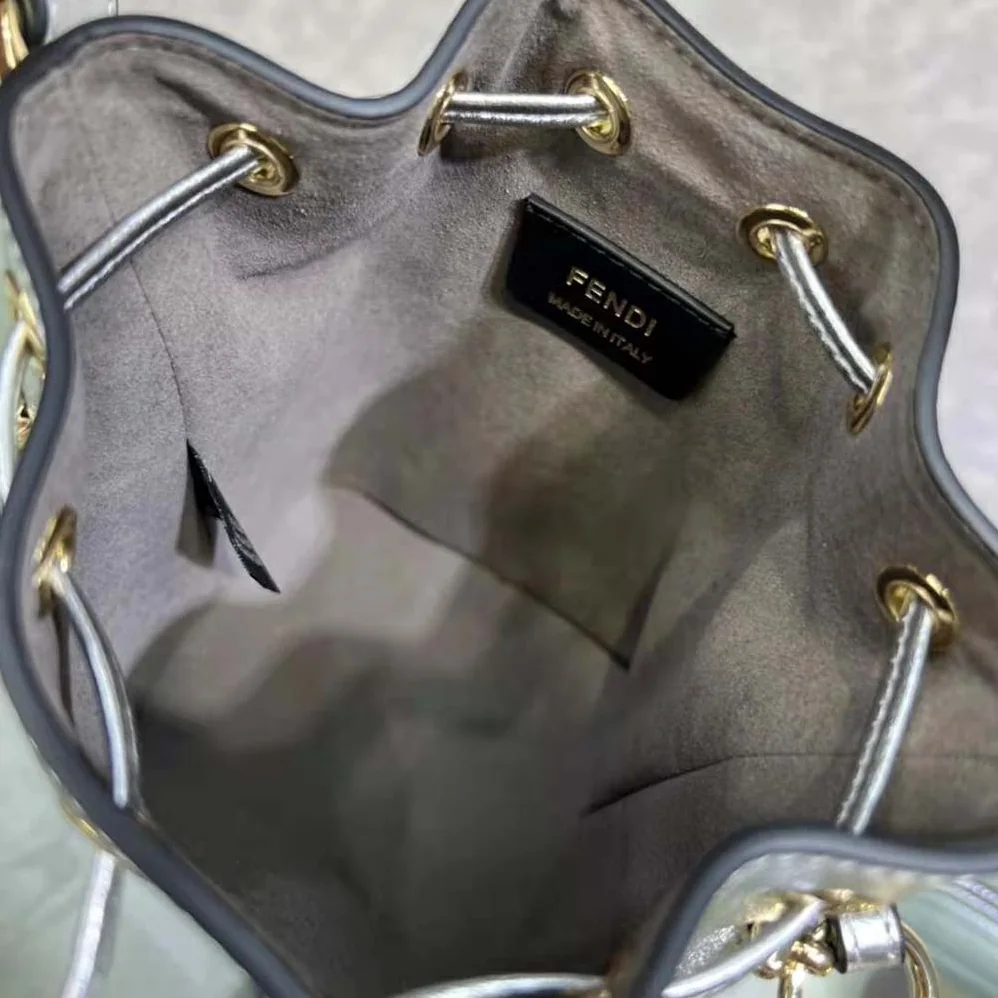 Fendi Mon Tresor Silver Laminated Leather Mini Bag for Women Fendi Mon Tresor Silver Laminated Leather Mini Bag for Women
