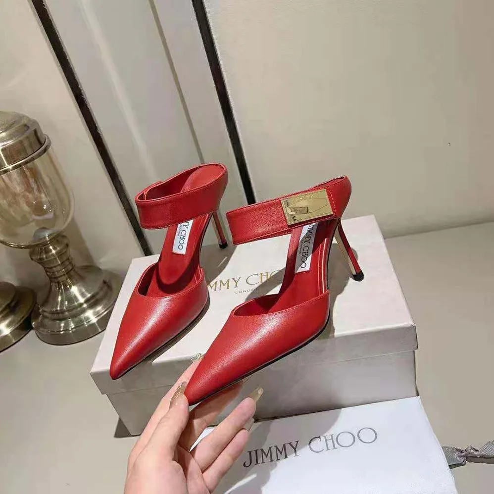 Jimmy Choo Nell Mule 85 Cranberry Calf Leather Mules for Women Jimmy Choo Nell Mule 85 Cranberry Calf Leather Mules for Women