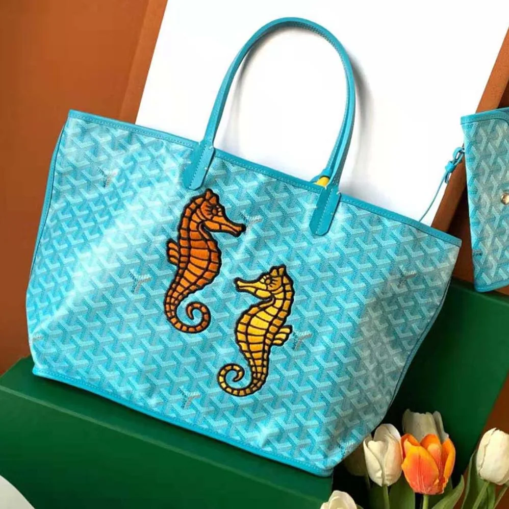 Goyard Anjou PM Seahorse Embroidery for Women in Blue Goyard Anjou PM Seahorse Embroidery for Women in Blue