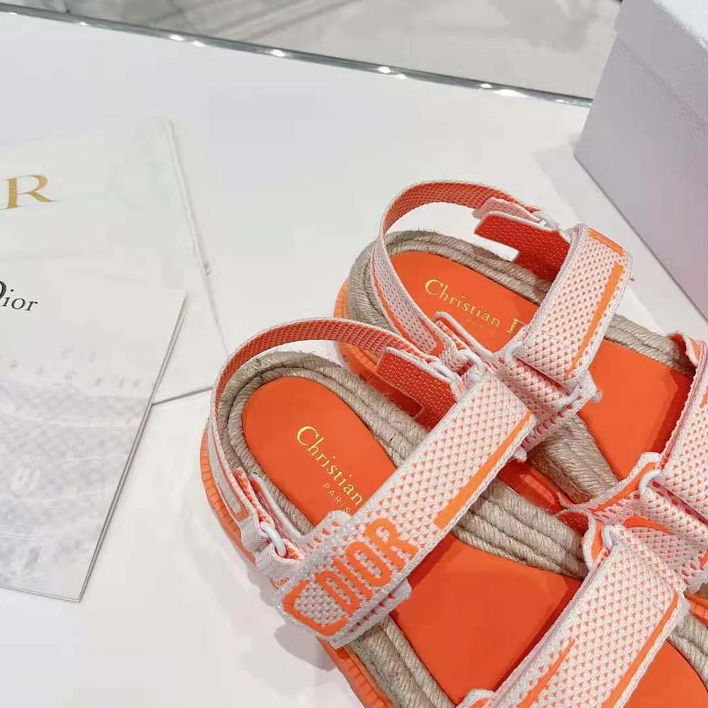 Dior Dioract Sandal White and Bright Orange Technical Mesh and Rubber for Women Dior Dioract Sandal White and Bright Orange Technical Mesh and Rubber for Women