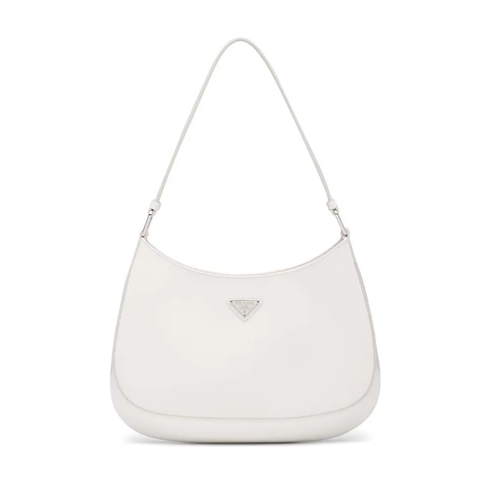 Prada Prada Cleo Brushed Leather Shoulder Bag for Women in White