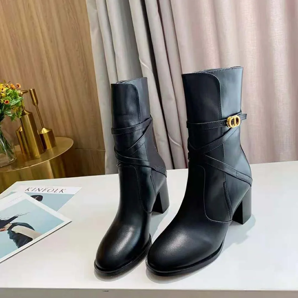 Dior Dior Empreinte Heeled Ankle Boot Black Soft Calfskin in 7cm Heel for Women