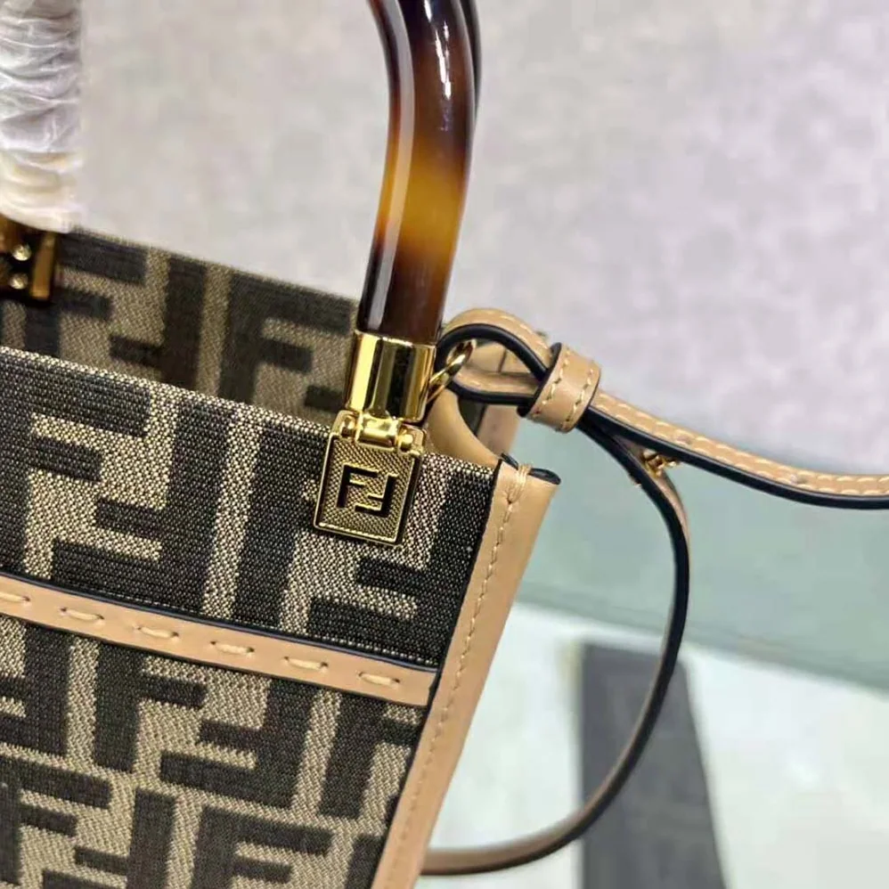 Fendi Mini Sunshine Shopper Brown FF Fabric Mini for Women in Bag Fendi Mini Sunshine Shopper Brown FF Fabric Mini for Women in Bag