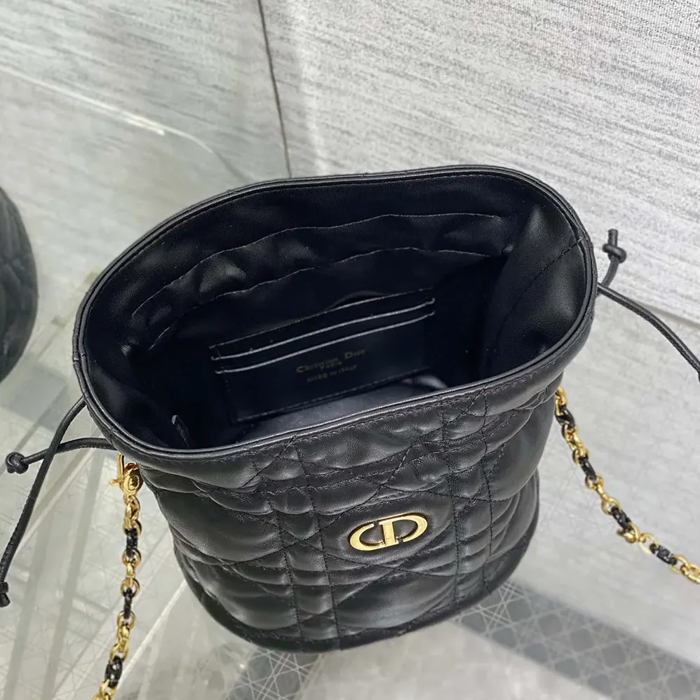 Dior Miss Caro Mini Bucket Bag with Drawstring Black Macrocannage Lambskin for Women Dior Miss Caro Mini Bucket Bag with Drawstring Black Macrocannage Lambskin for Women