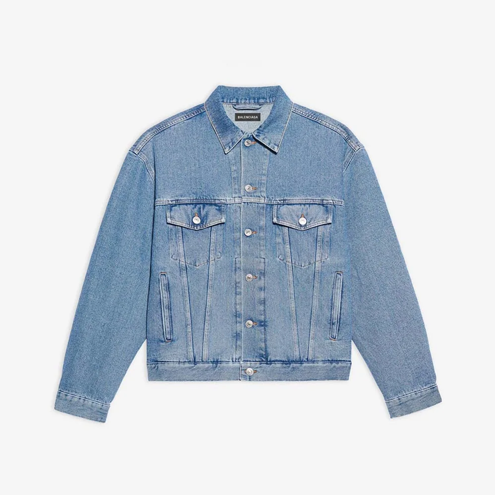 Balenciaga Large Fit Jacket in Stonewashed Blue Denim for Women