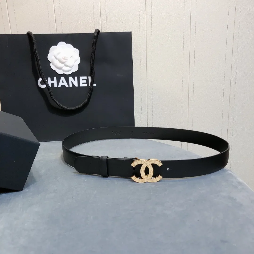Chanel Black Belt with Double C Buckle and Gold in Toned Hardware