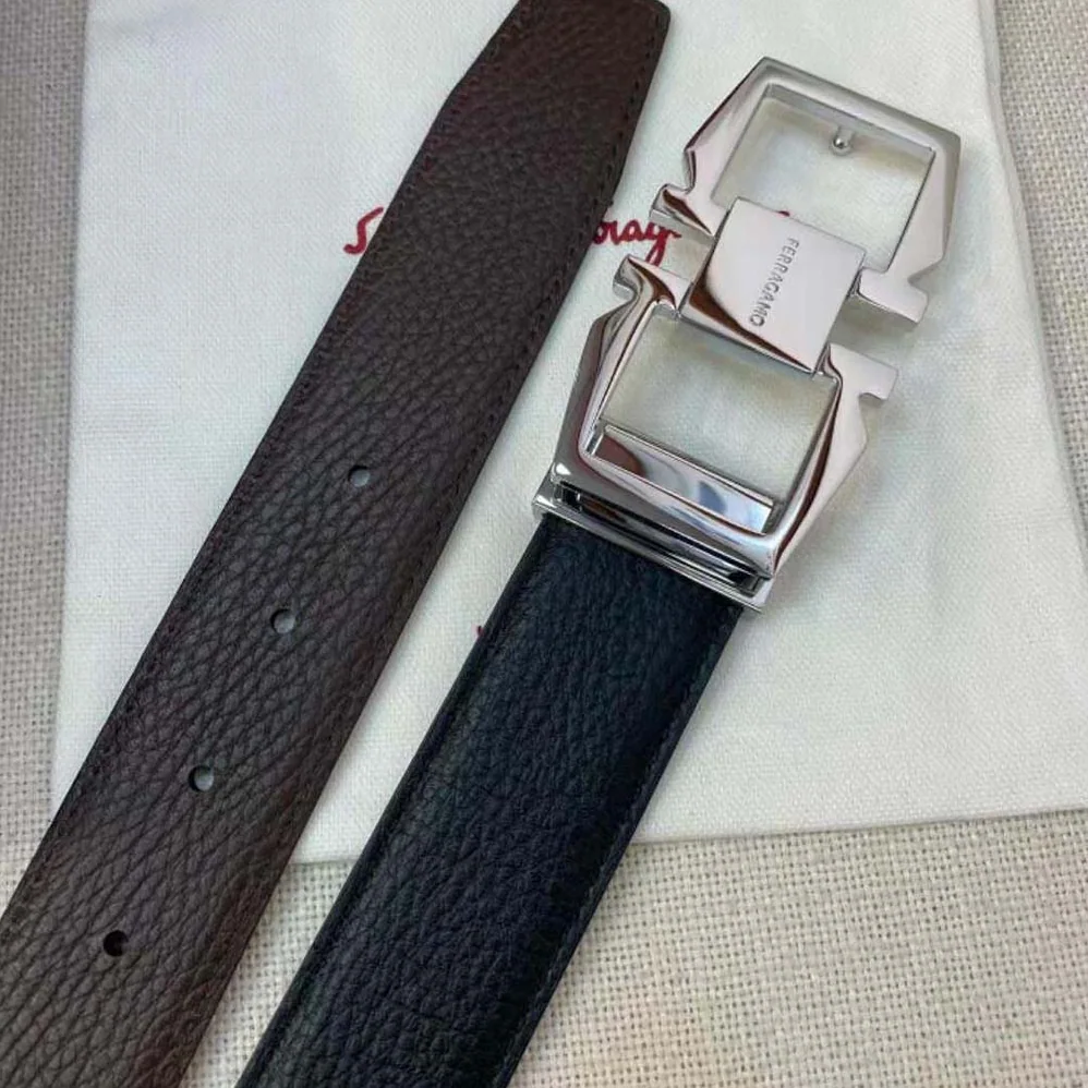 Salvatore Ferragamo Reversible and Adjustable Gancini Belt for Men in Silver