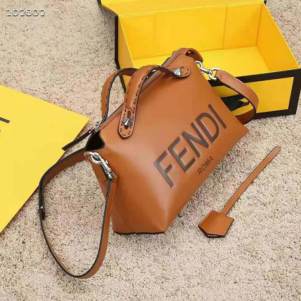 Fendi Medium by the way Brown Leather Boston Bag for Women