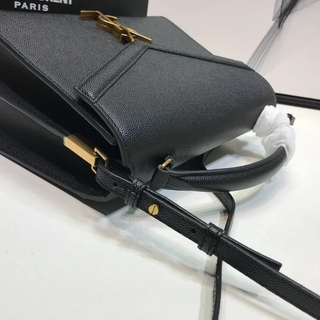 Saint Laurent Cassandra Medium Top Handle Bag In Grain Black in YSL Saint Laurent Cassandra Medium Top Handle Bag In Grain Black in YSL
