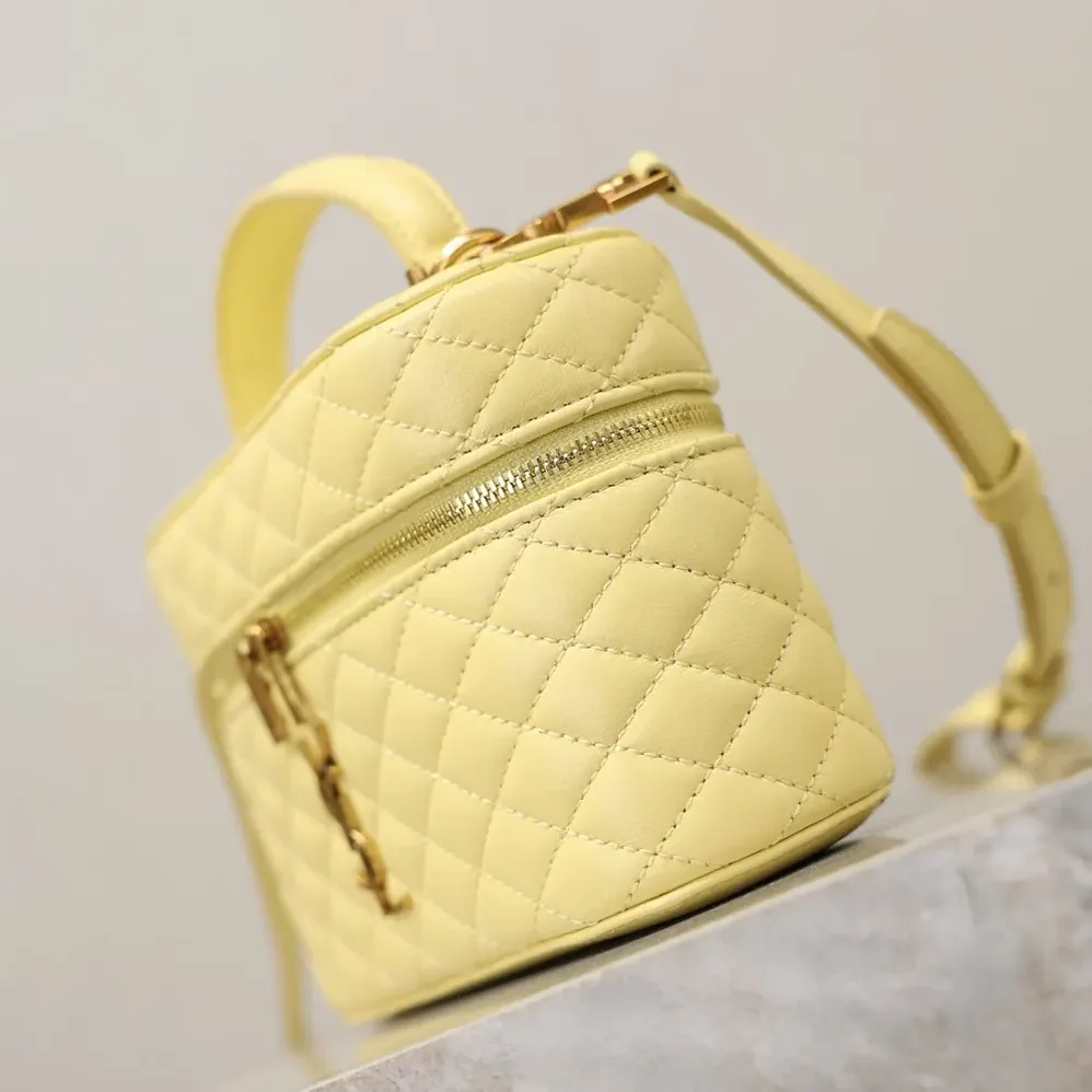 Saint Laurent YSL Gaby Vanity Bag In Lambskin for Women in Yellow Saint Laurent YSL Gaby Vanity Bag In Lambskin for Women in Yellow
