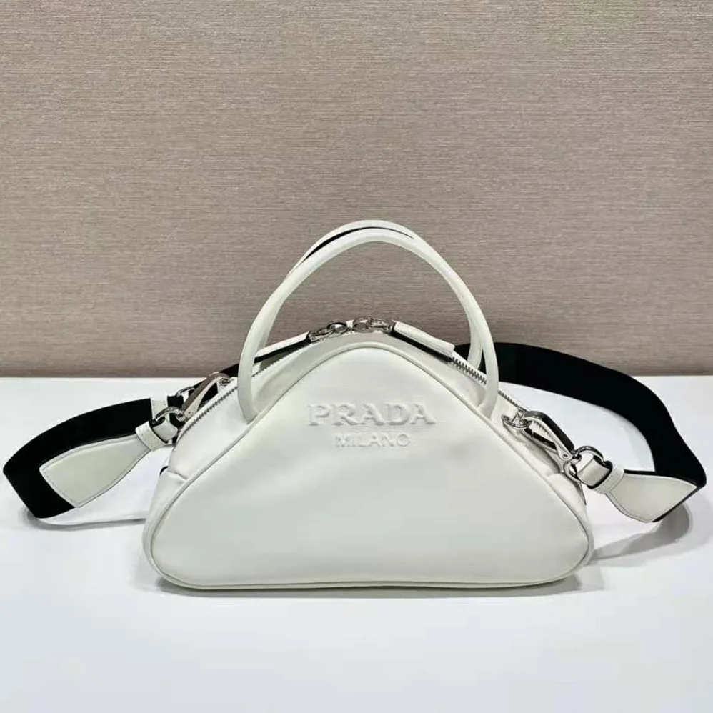 Prada Leather Prada Triangle Bag for Women in White Prada Leather Prada Triangle Bag for Women in White