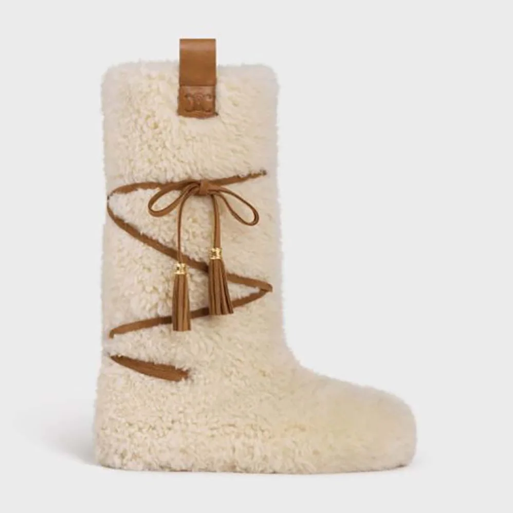 Celine Fur Laced-up Fur Boot in Shearling for Women