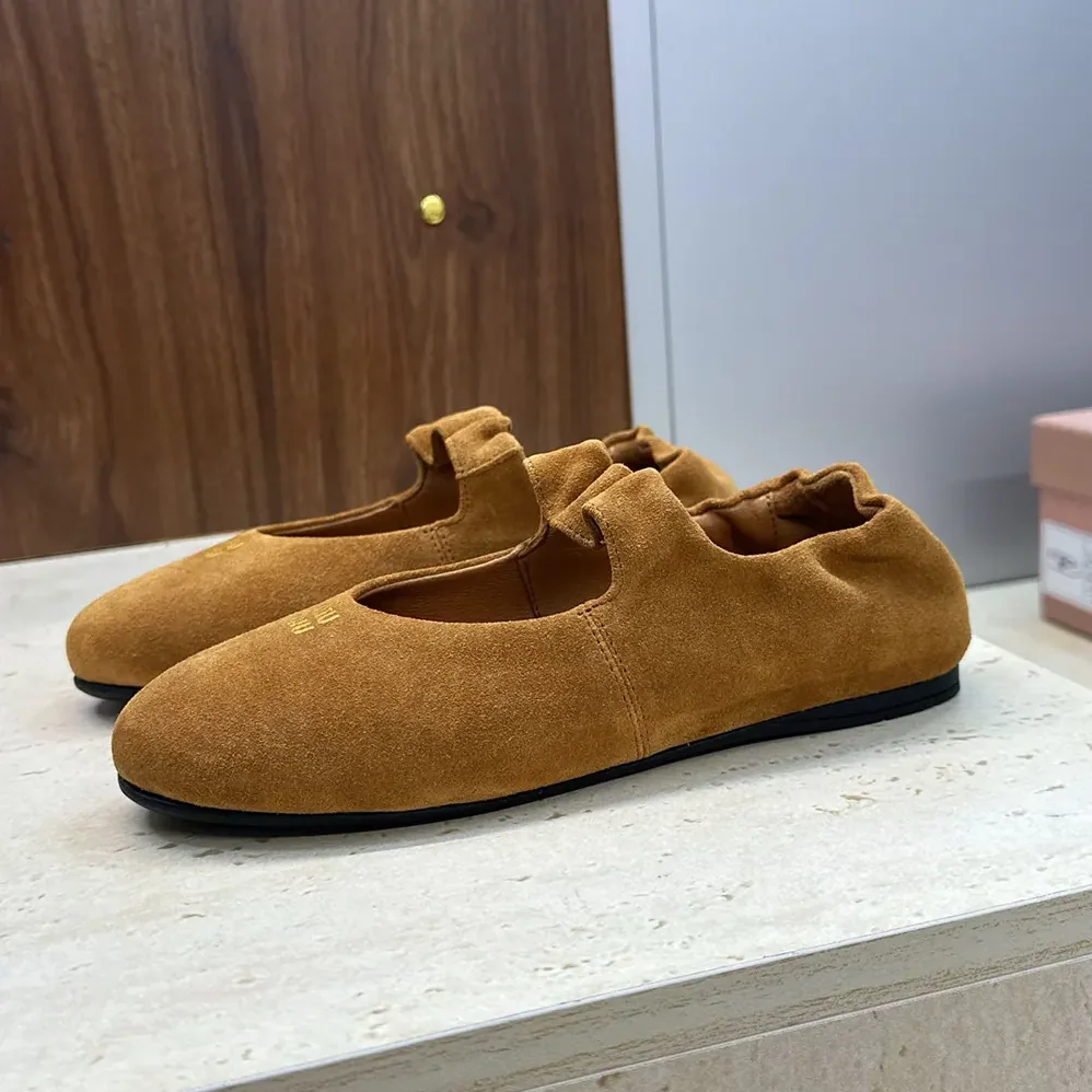 Miu Miu Ruches Suede Ballerinas for Women