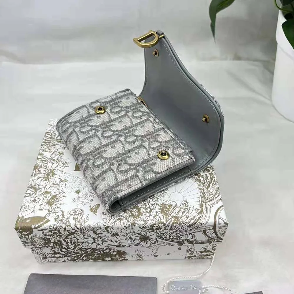 Dior Saddle Lotus Wallet Gray Dior Oblique Jacquard for Women Dior Saddle Lotus Wallet Gray Dior Oblique Jacquard for Women
