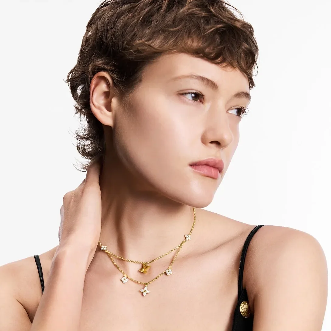 Louis Vuitton LV Floragram Necklace White Gold Hardware