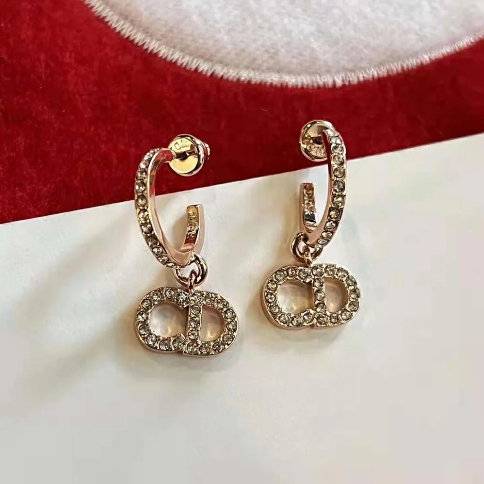 Dior Clair D Lune Earrings Pink-Finish Metal and Pink Crystals for Women Dior Clair D Lune Earrings Pink-Finish Metal and Pink Crystals for Women