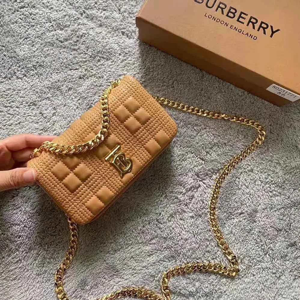 Burberry Mini Quilted Lambskin Lola Bag for Women in Sandy Burberry Mini Quilted Lambskin Lola Bag for Women in Sandy