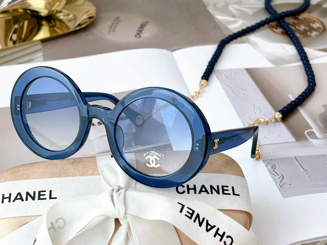 Chanel Round Sunglasses Blue Chanel Round Sunglasses Blue