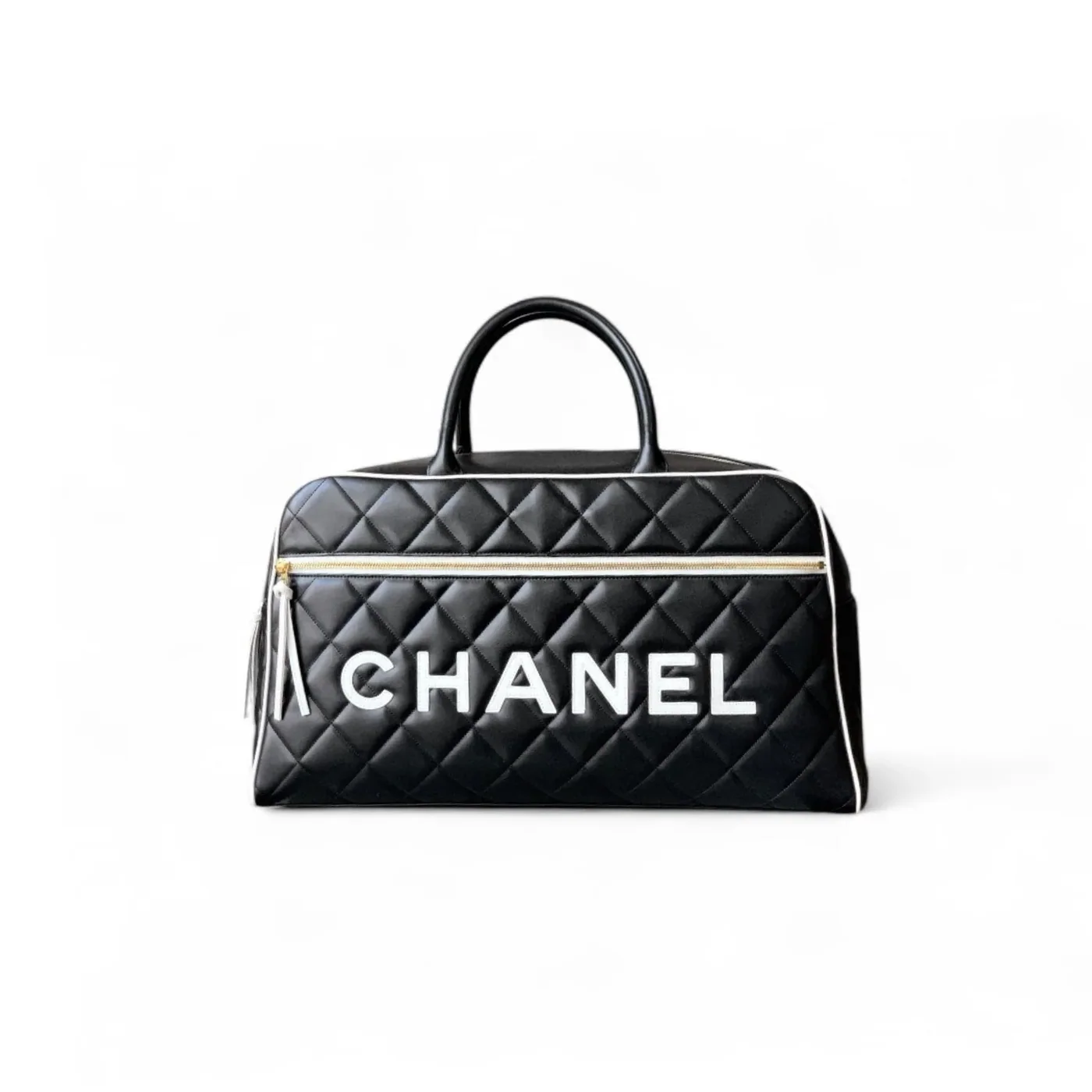 Chanel Quilted Vintage Sports Line Boston Bag Black / Chanel Quilted Vintage Sports Line Boston Bag Black /
