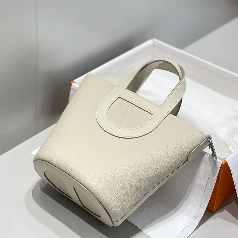 Hermes In the Loop 18 Handbag Clemence Leather for Women in White/Silver