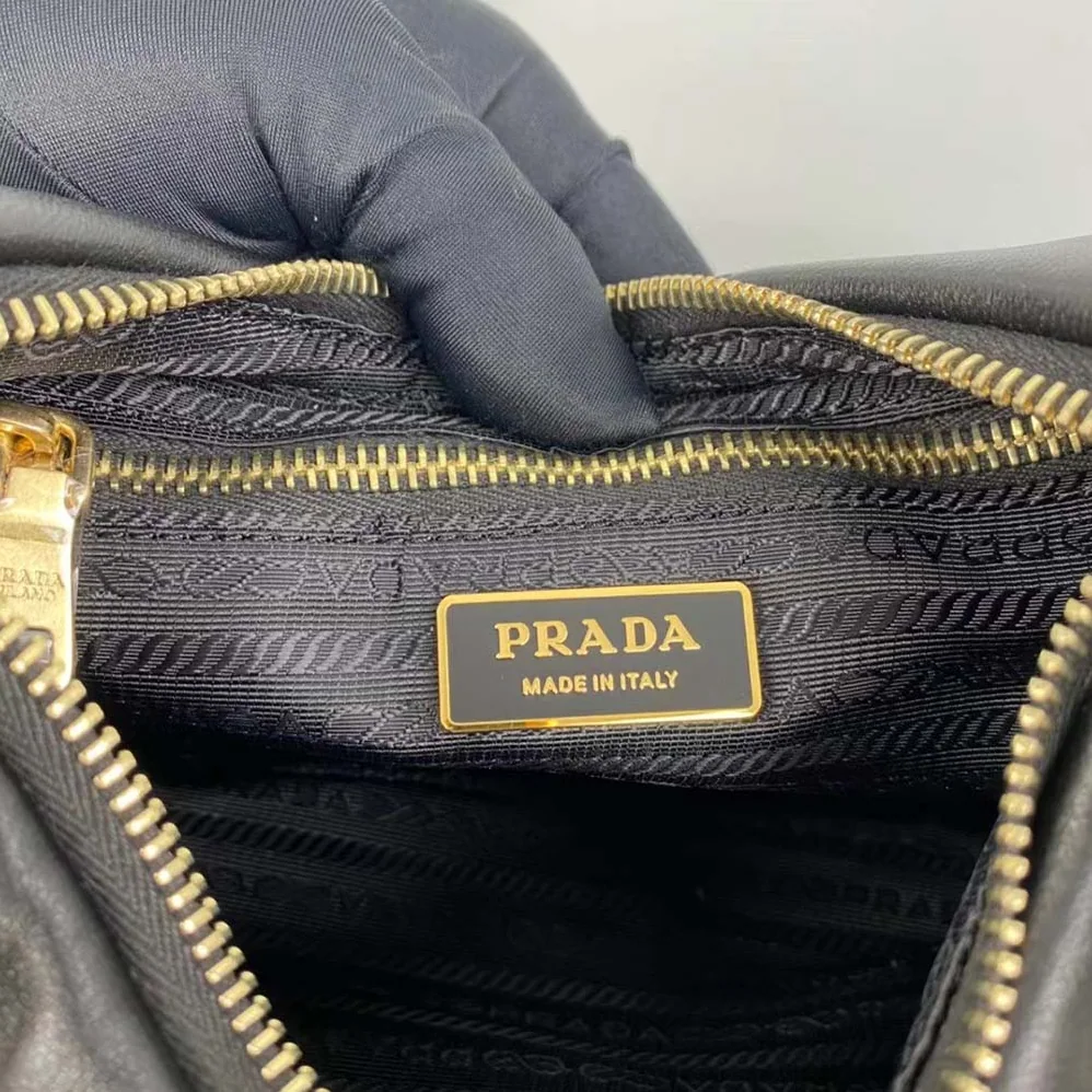 Prada System Nappa Leather Patchwork Bag for Women in Black Prada System Nappa Leather Patchwork Bag for Women in Black