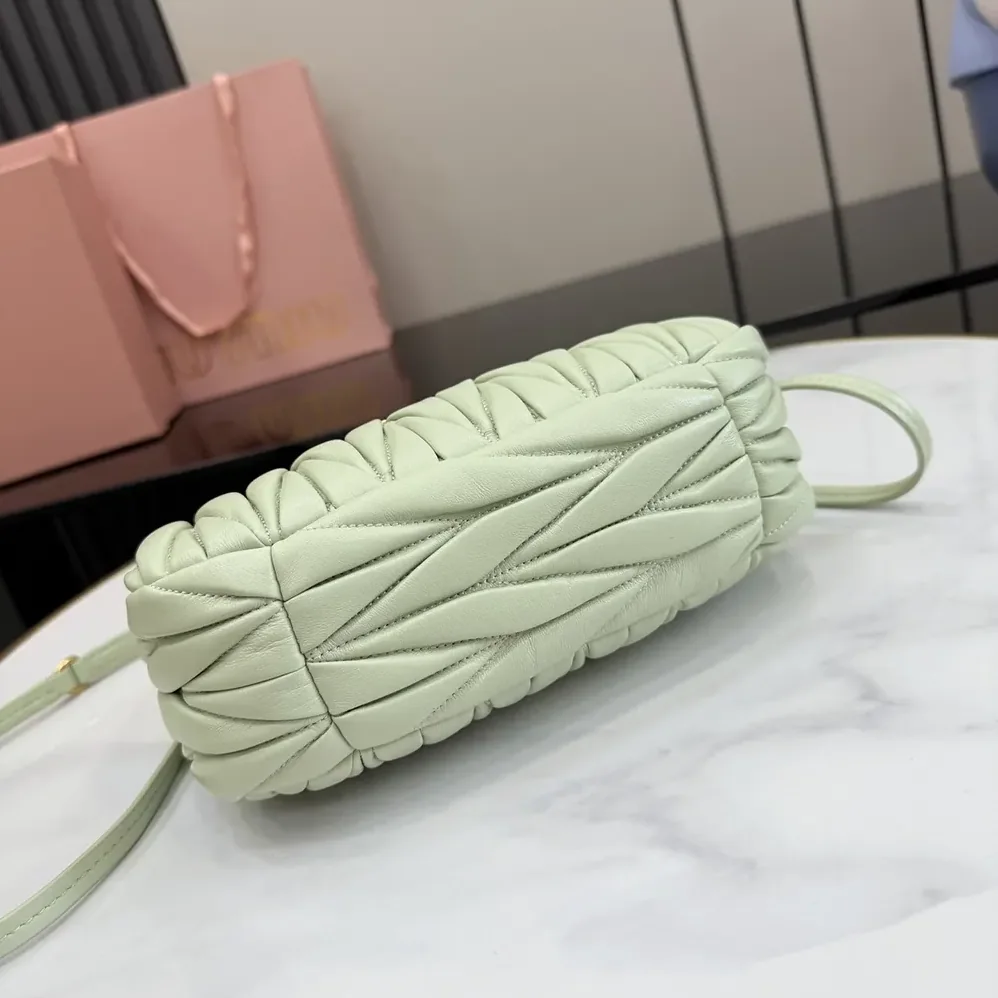 Miu Miu Wander Matelassé Nappa Leather Hobo Bag for Women in Aqua