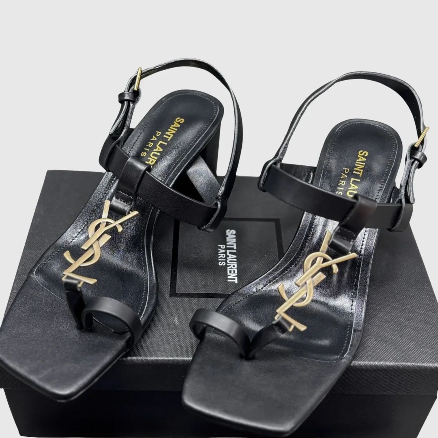 Saint Laurent Cassandra Heeled Sandals Black YSL