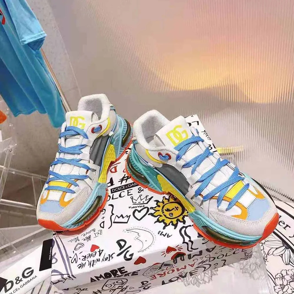 Dolce Gabbana D&G Mixed-Material Airmaster Sneakers for Unisex in Blue Dolce Gabbana D&G Mixed-Material Airmaster Sneakers for Unisex in Blue