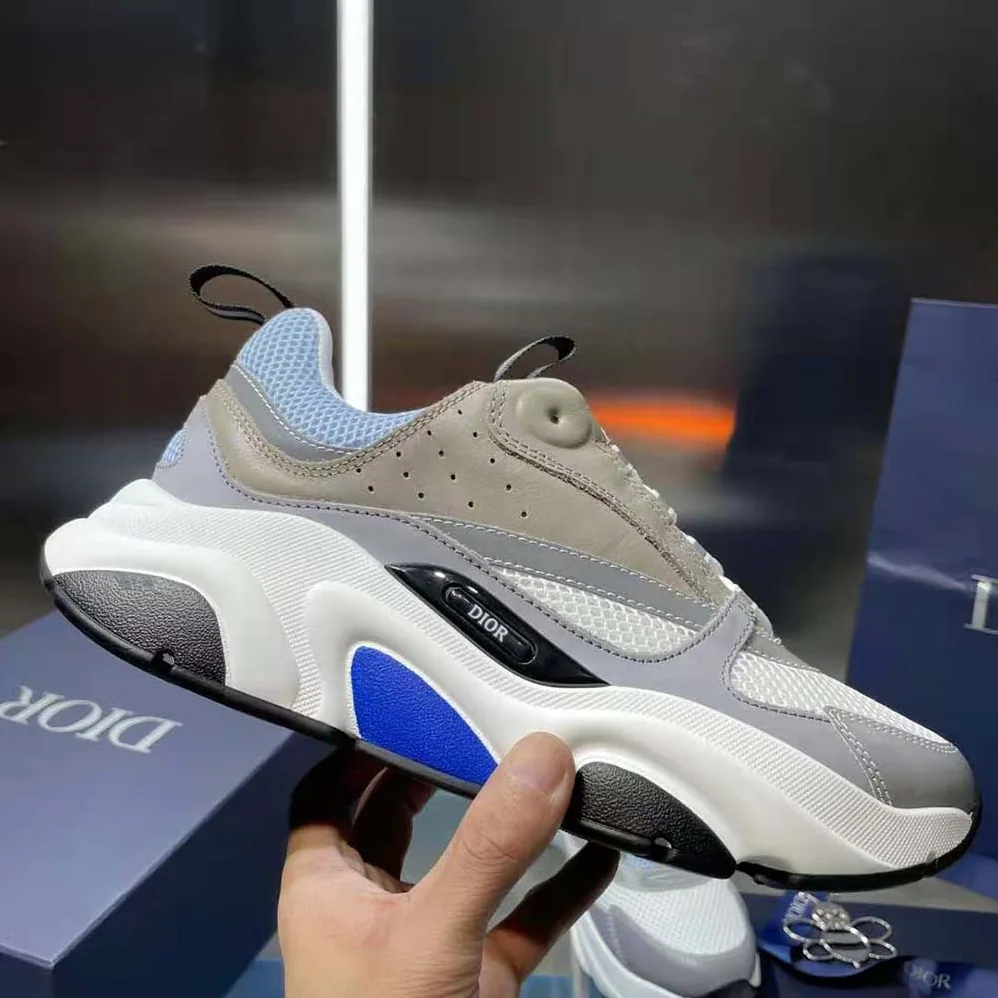 Dior B22 Sneaker White and Blue Technical Mesh and Gray Calfskin for Men Dior B22 Sneaker White and Blue Technical Mesh and Gray Calfskin for Men