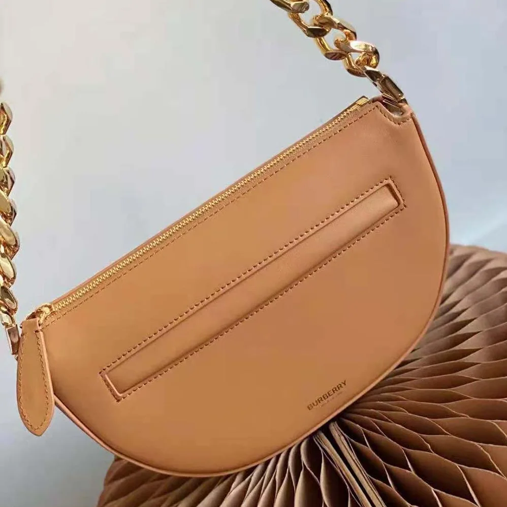 Burberry Mini Leather Zip Olympia Bag for Women in Brown