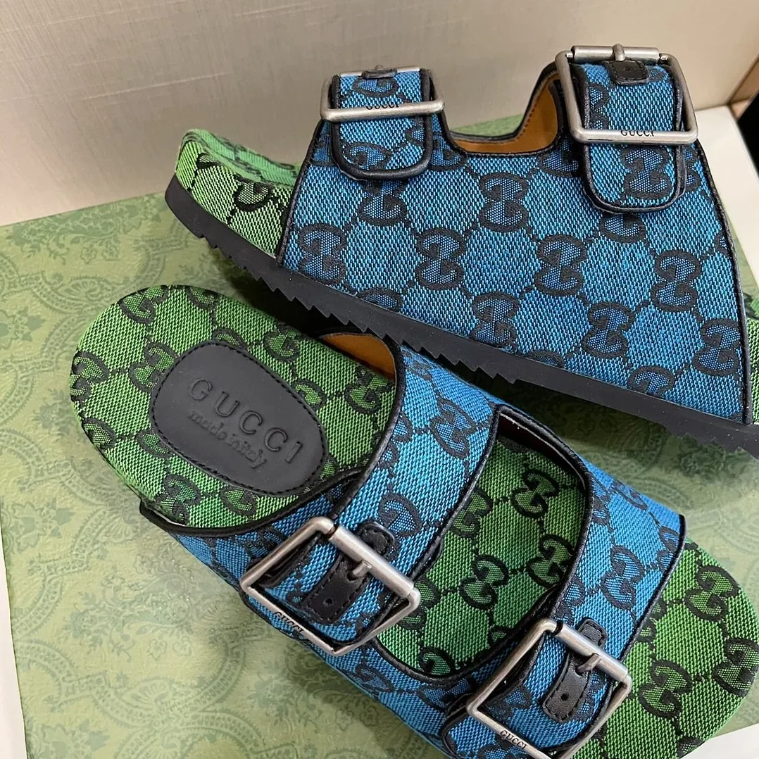 Gucci Slide Sandal With Straps Blue 2HK60 Gucci Slide Sandal With Straps Blue 2HK60