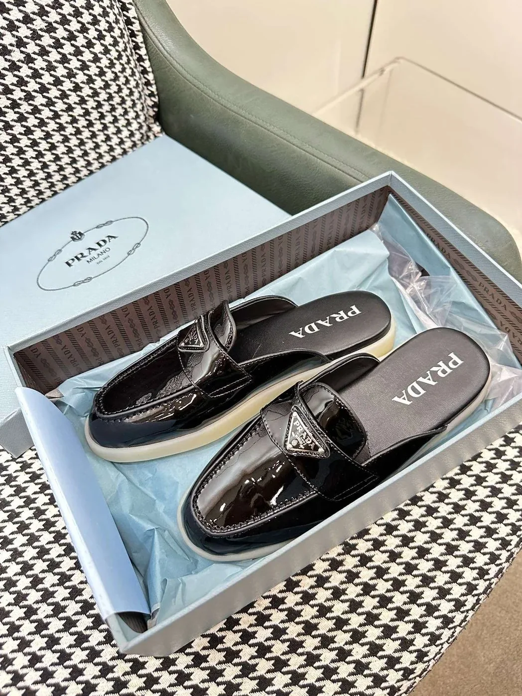 Prada Brushed Sabots Black Prada Brushed Sabots Black