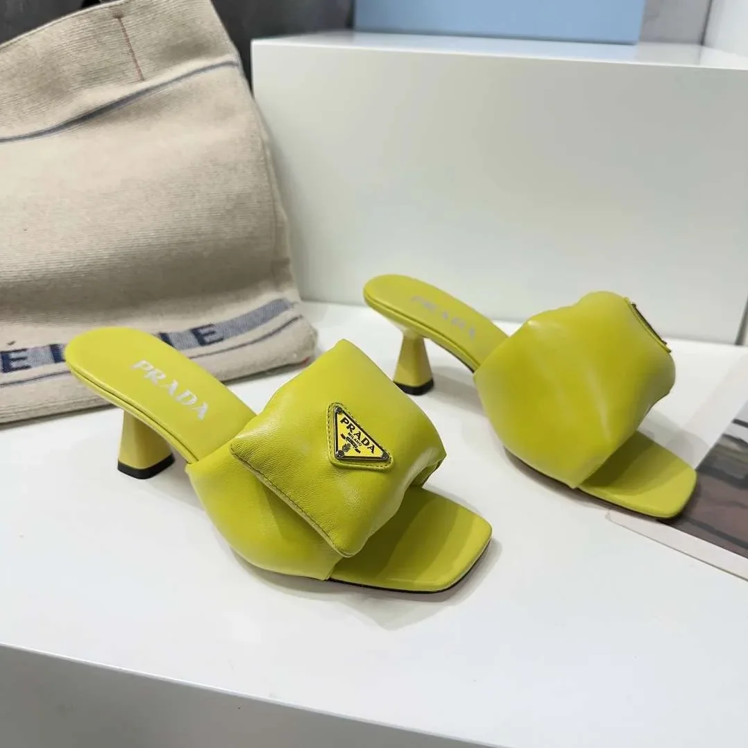 Prada Soft Padded Nappa Sandals Yellow Prada Soft Padded Nappa Sandals Yellow