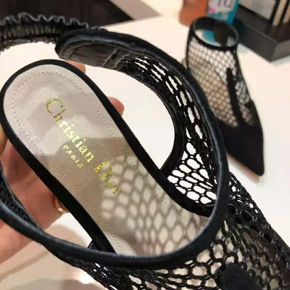 Dior Dior-I Ballerina Flat Black Suede Calfskin Mesh for Women