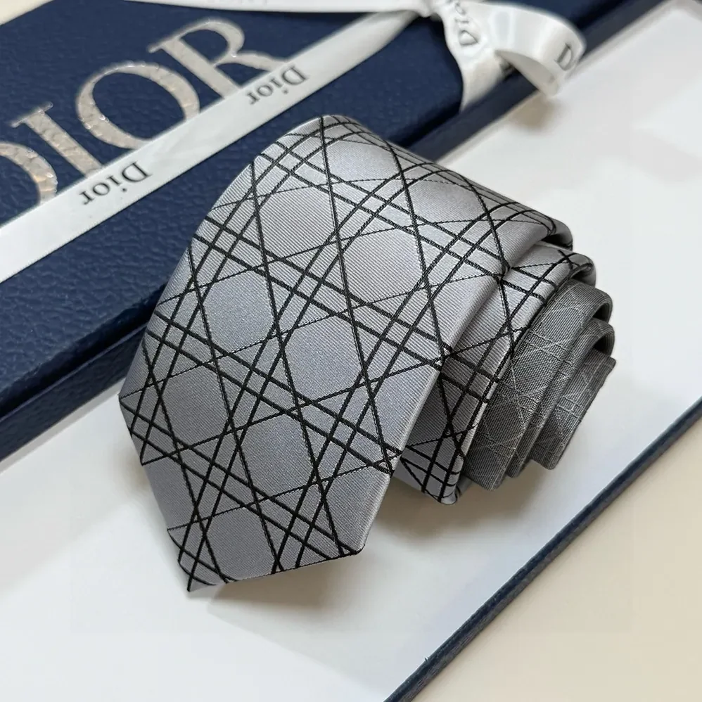Dior Striped Cannage Tie Gray White and Deep Gray Silk for Men Dior Striped Cannage Tie Gray White and Deep Gray Silk for Men