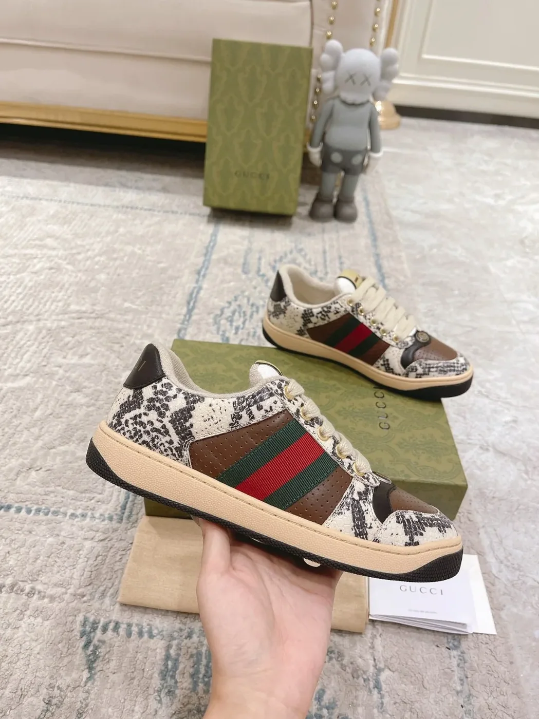 Gucci Screener Python in Effect Beige GG Shoes Gucci Screener Python in Effect Beige GG Shoes