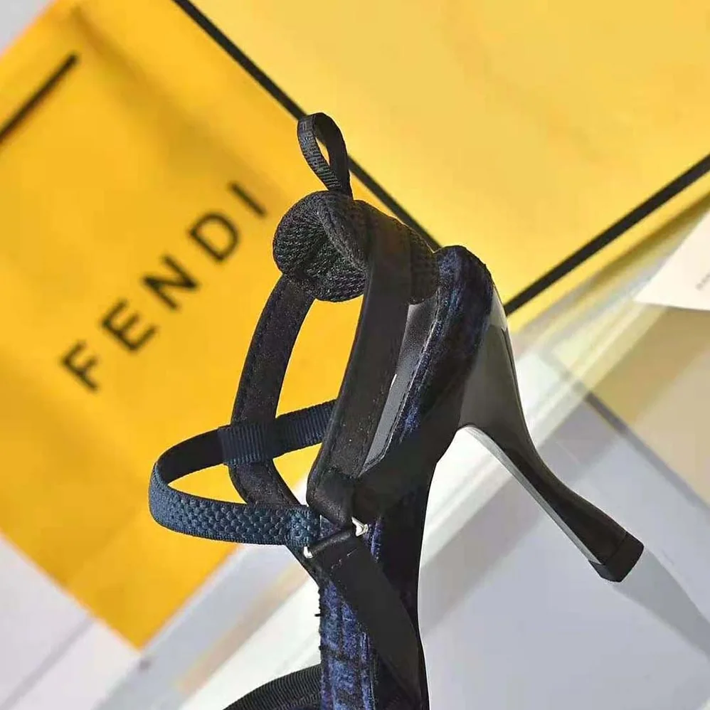 Fendi Colibrì Lite High-heeled Blue FF Chenille Slingbacks for Women