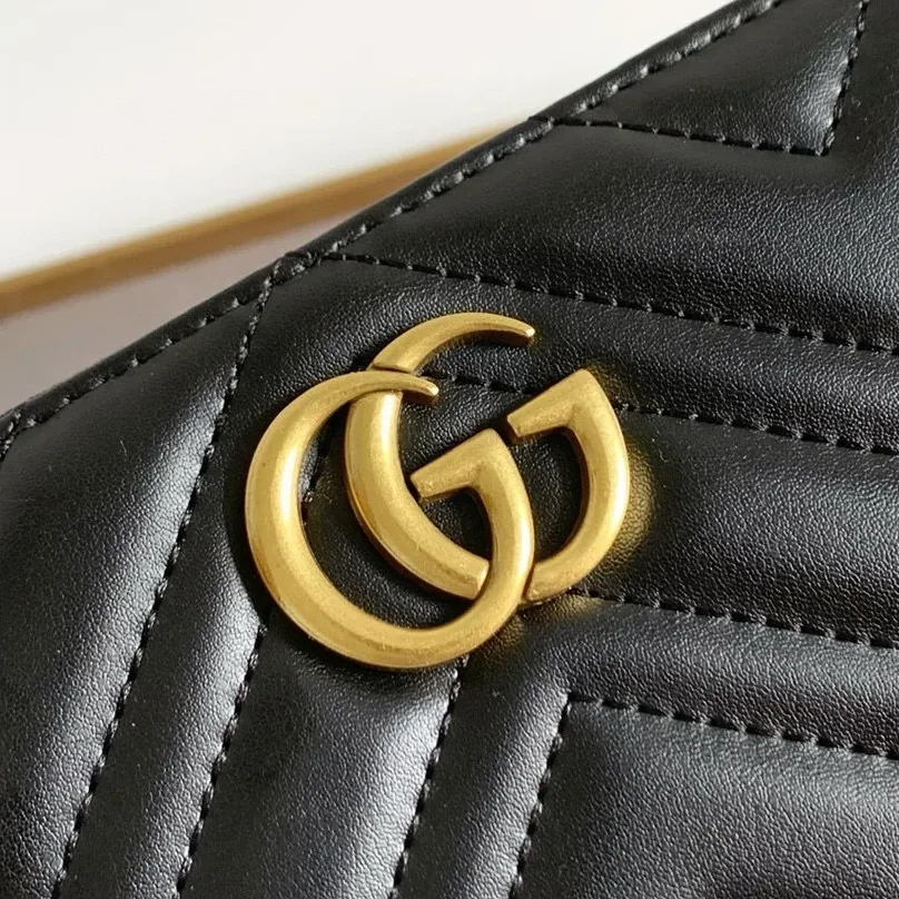 Gucci GG Marmont Zip Around Wallet Black /