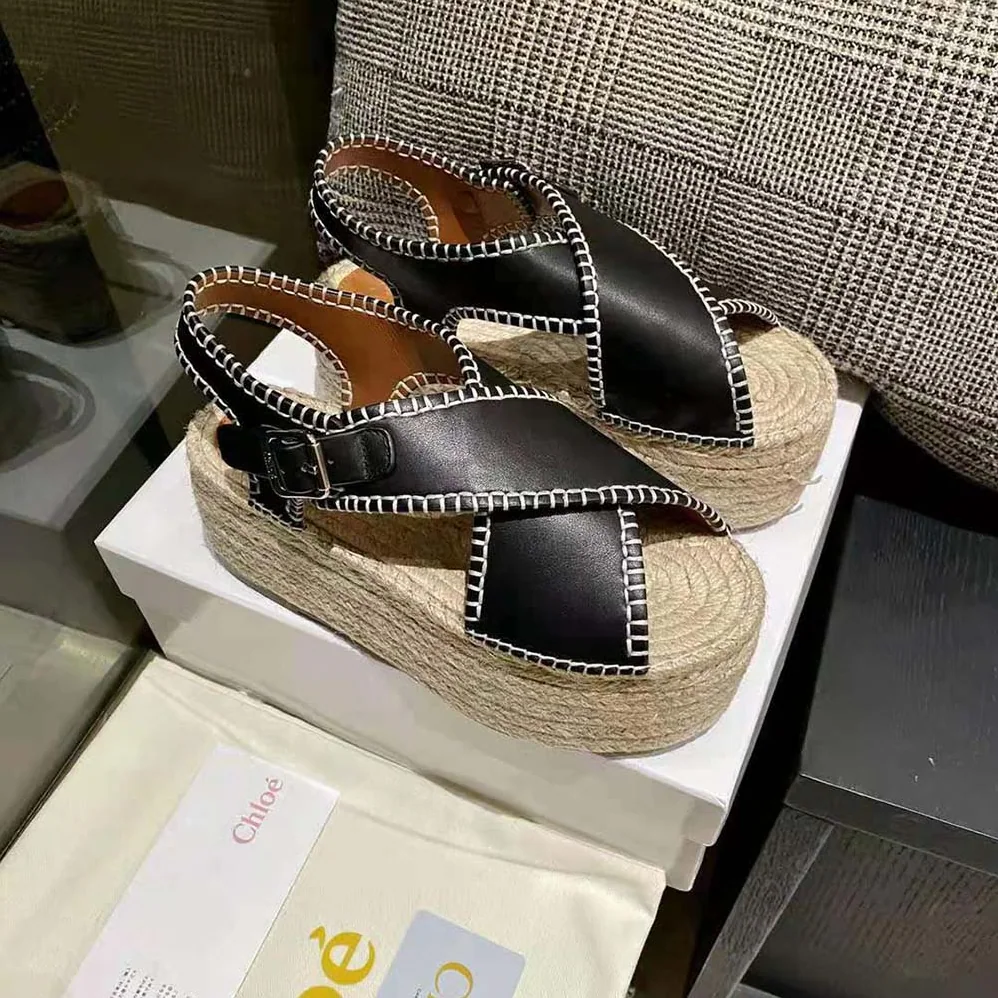 Chloe Lucinda Platform Espadrille in 6cm Heel Height for Women in Black Chloe Lucinda Platform Espadrille in 6cm Heel Height for Women in Black