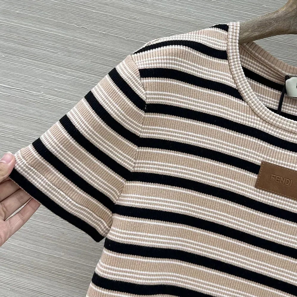 Fendi Top Multicolor Striped Cotton Jumper for Women Fendi Top Multicolor Striped Cotton Jumper for Women