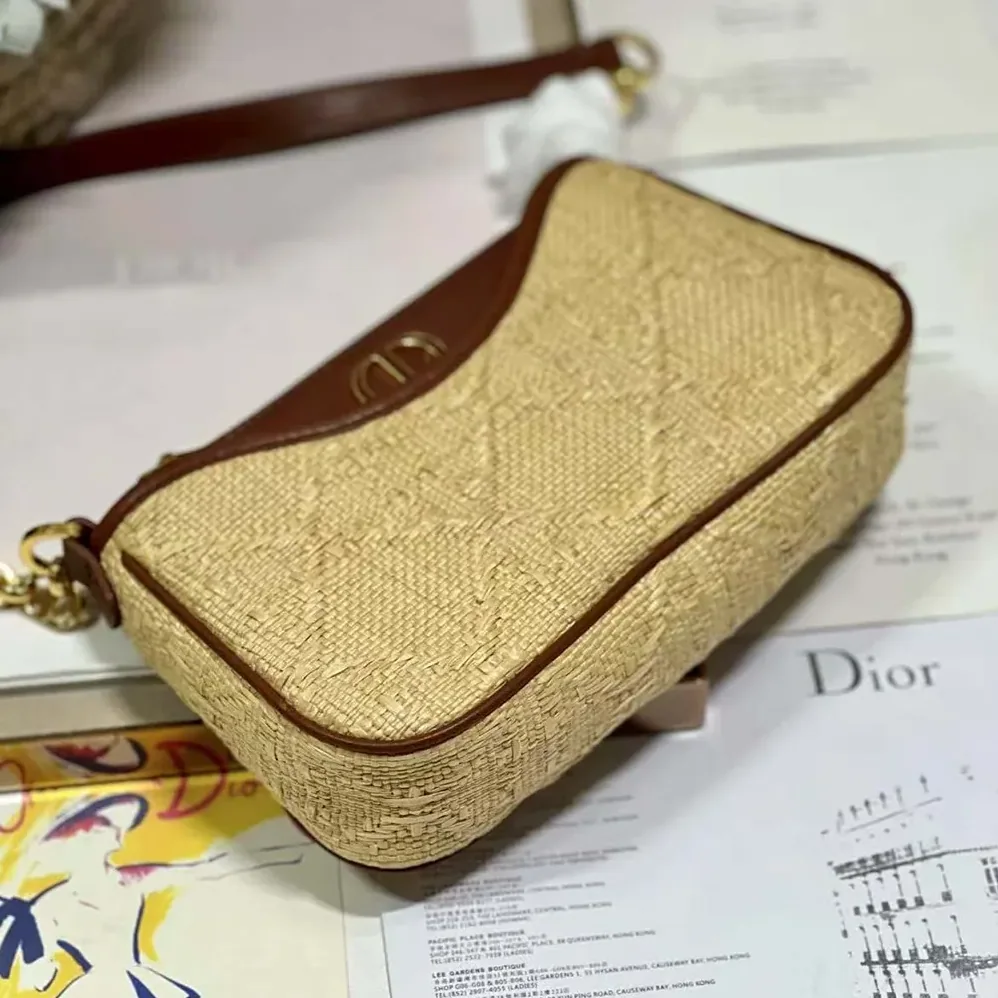 Dior CD 30 Montaigne Hobo Avenue Mini Bag Natural Cannage Raffia for Women Dior CD 30 Montaigne Hobo Avenue Mini Bag Natural Cannage Raffia for Women