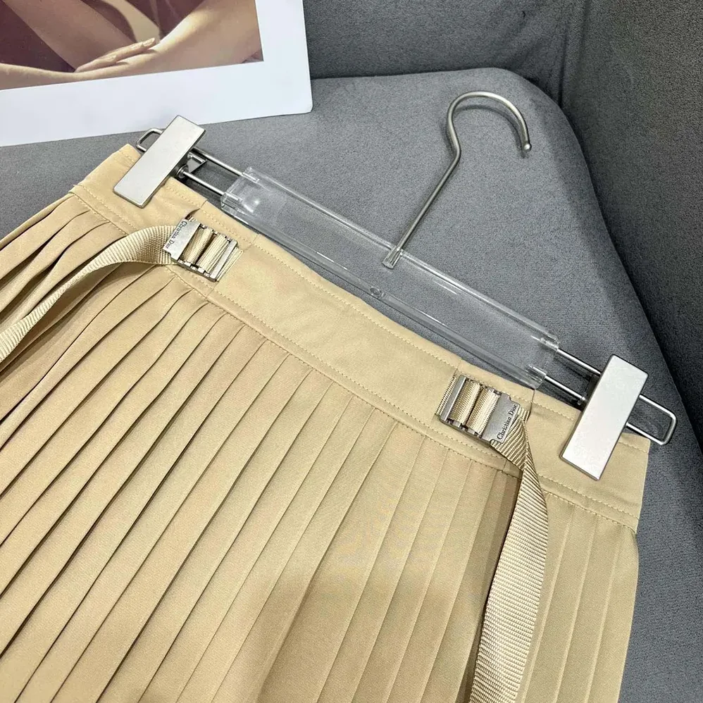 Dior Pleated Mid-Length Skirt Beige Cotton Gabardine for Women Dior Pleated Mid-Length Skirt Beige Cotton Gabardine for Women