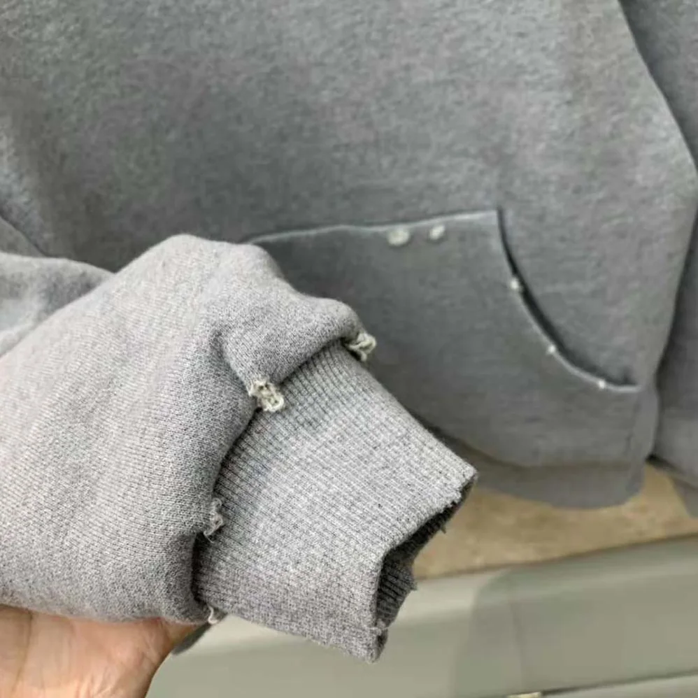 Dior Christian Dior Couture Hooded Sweatshirt Gray Cotton Fleece with Dévoré Effect for Men