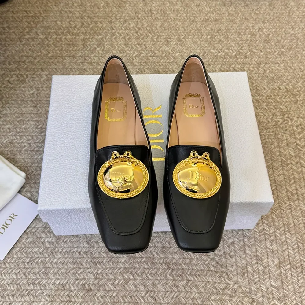 Dior Médaillon Buckle Loafer Black Lambskin for Women Dior Médaillon Buckle Loafer Black Lambskin for Women