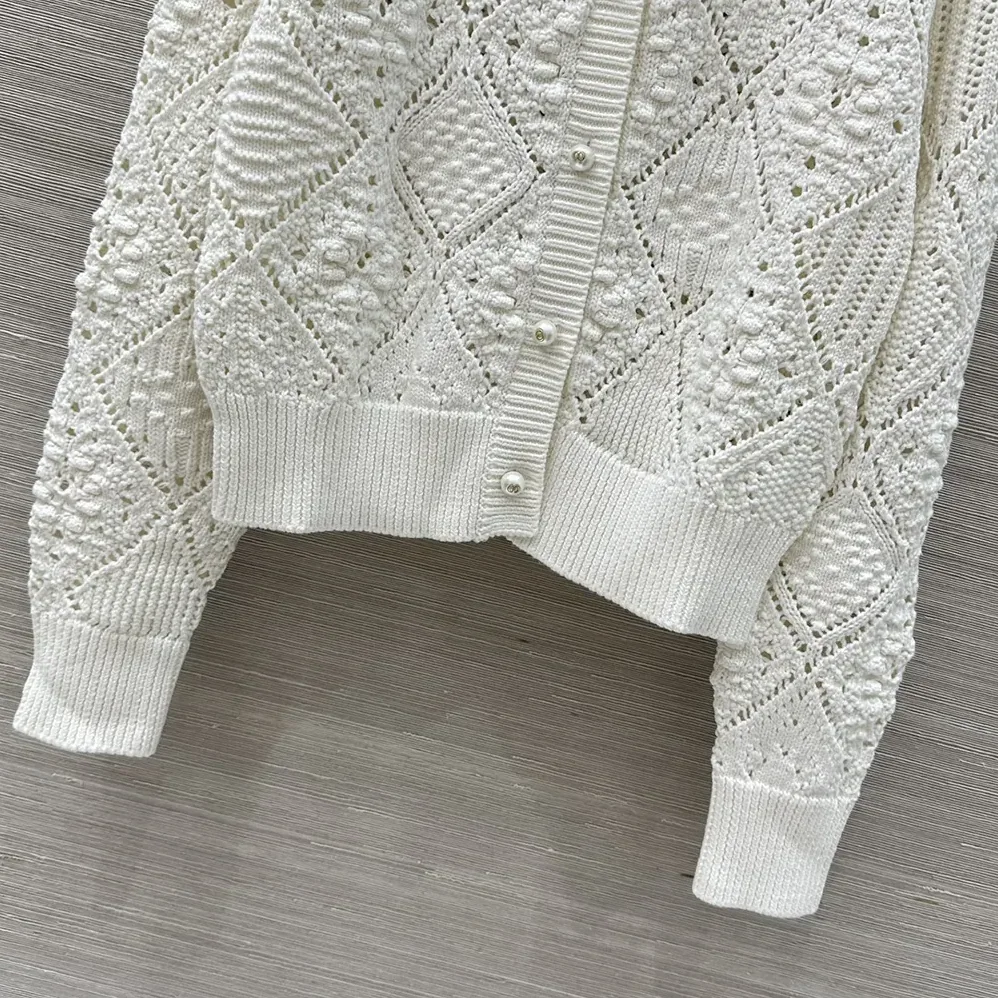 Dior Twinset White Openwork Cotton Knit for Women