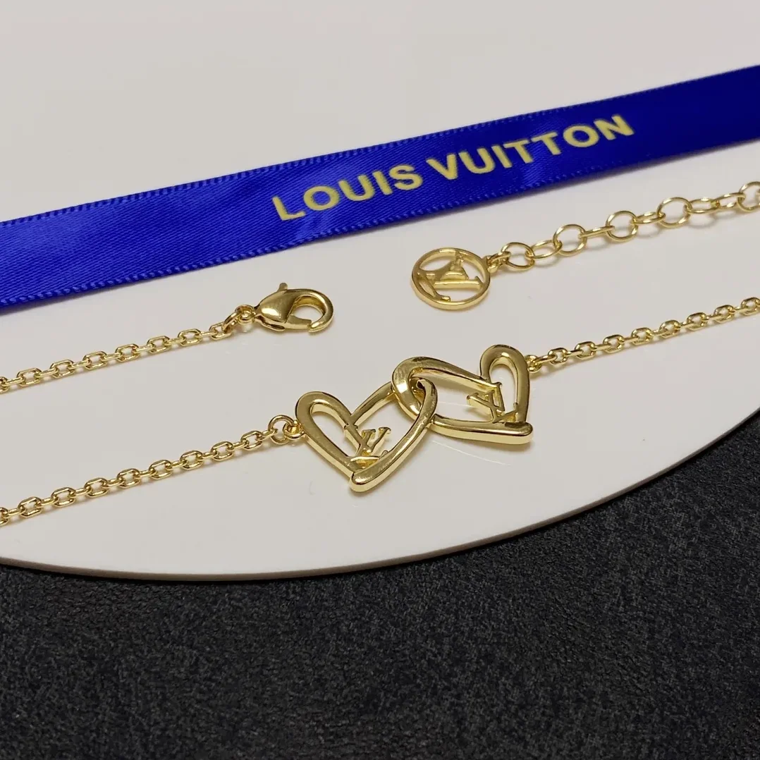 Louis Vuitton LV Letter Necklace Gold