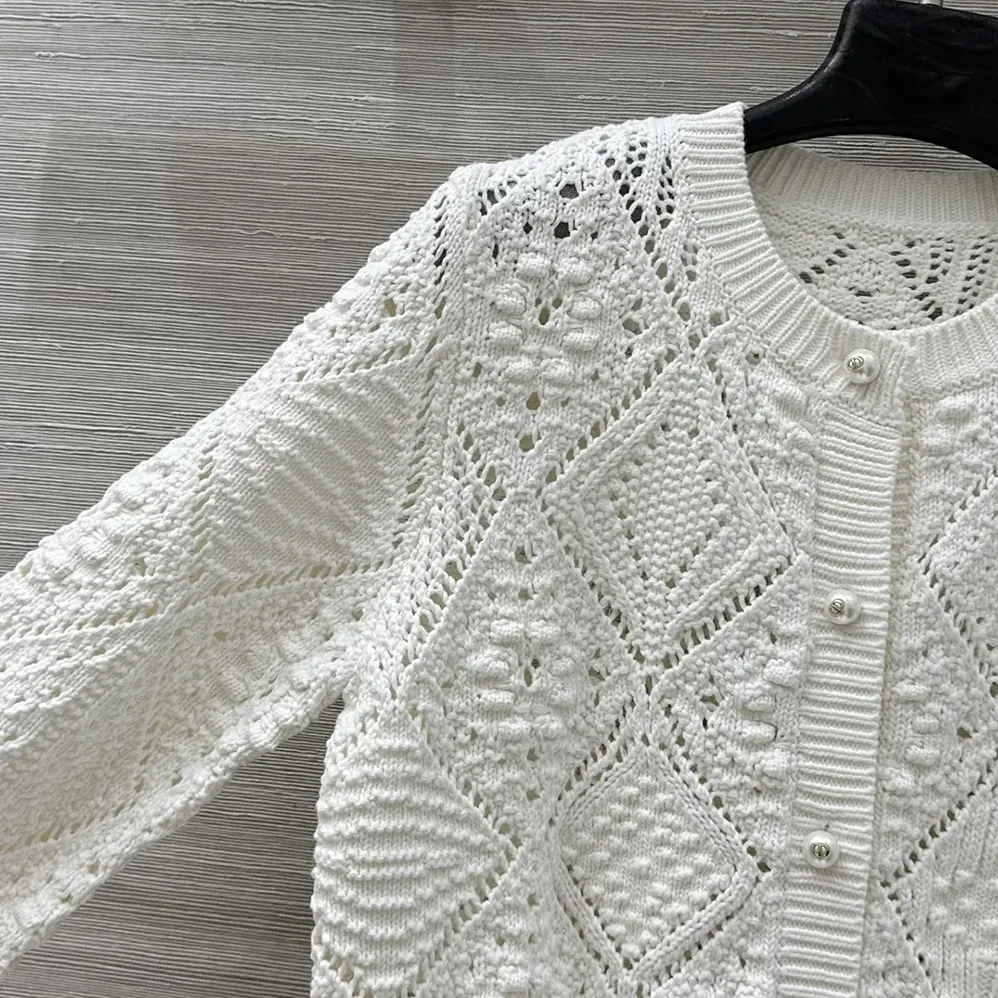 Dior Twinset White Openwork Cotton Knit for Women