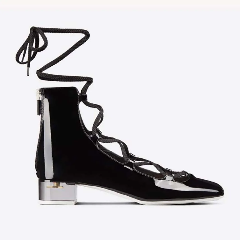 Dior Arty Lace-up Ankle Boot Black Patent Calfskin for Women Dior Arty Lace-up Ankle Boot Black Patent Calfskin for Women