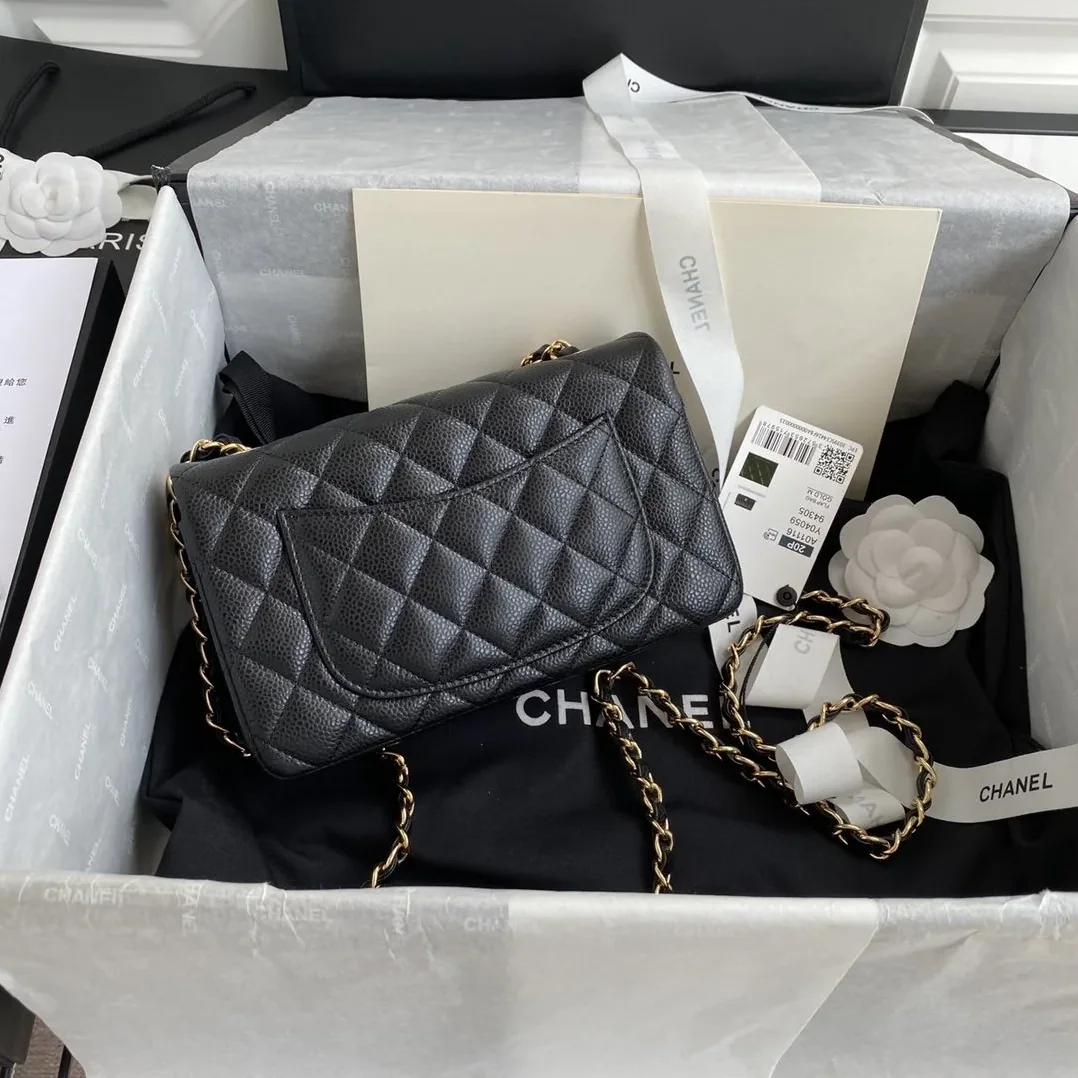 Chanel Classic Flap Bag Small Crossbody in Black Gold Hardware Chanel Classic Flap Bag Small Crossbody in Black Gold Hardware
