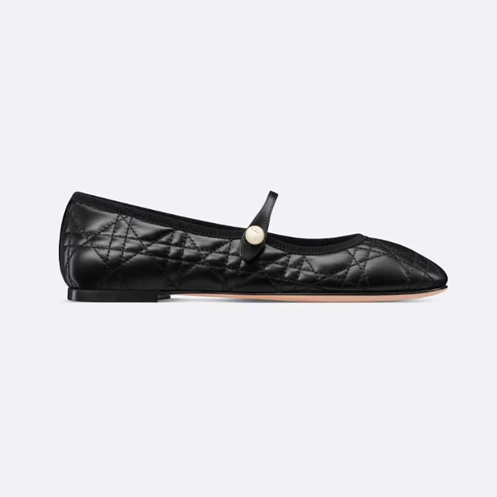 Dior Ballet Flat Black Quilted Cannage Calfskin for Women
